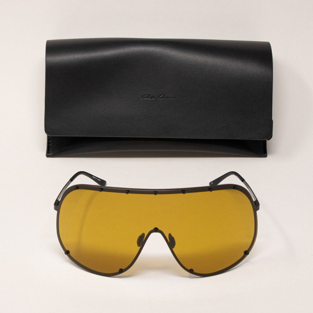 Rick Owens Shield Black Temple/Breen Sunglasses